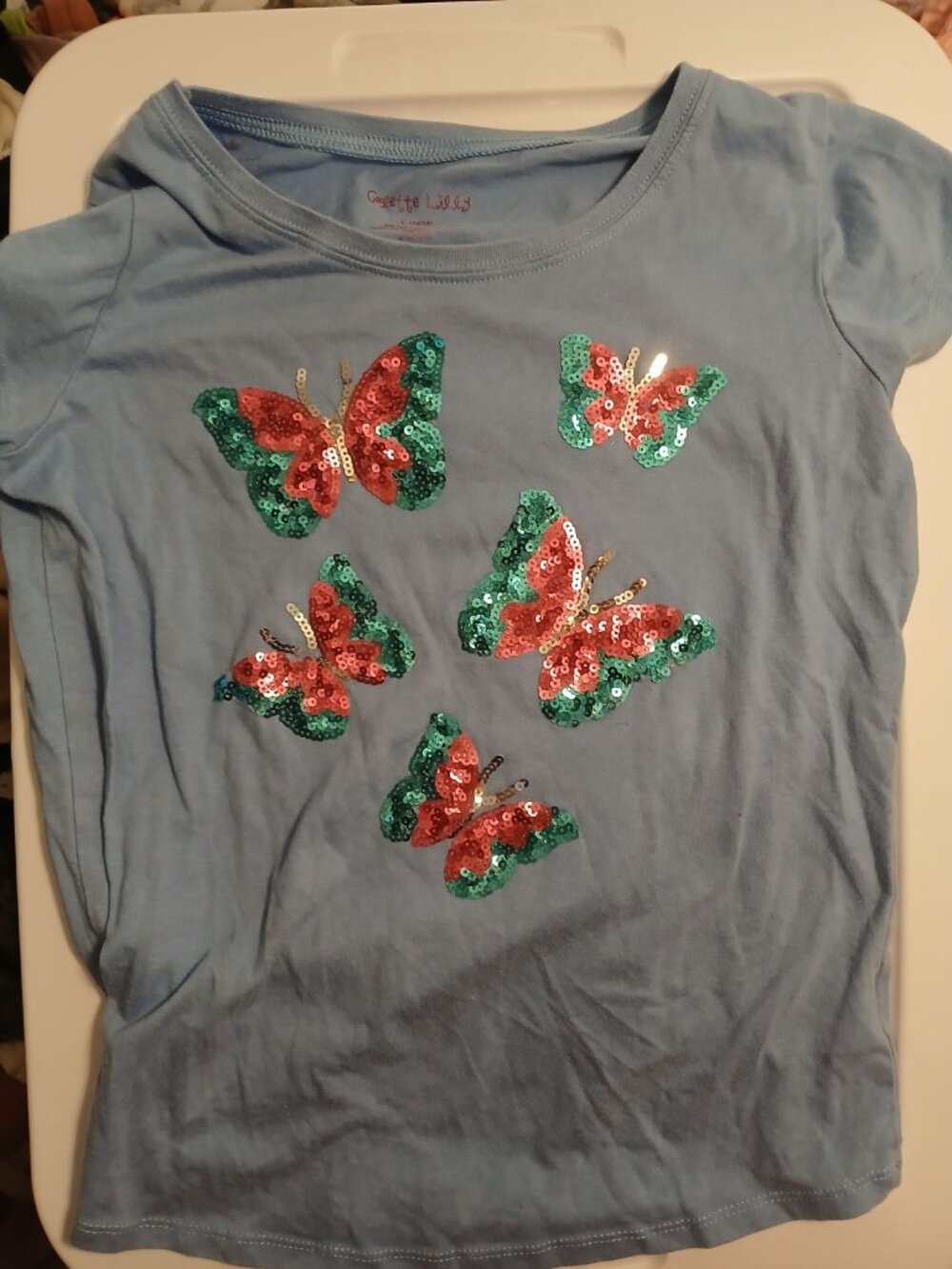 Colette Lily L (14/16) Girls Blue Butterfly Shirt